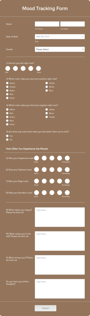 Mood Tracking Form Template