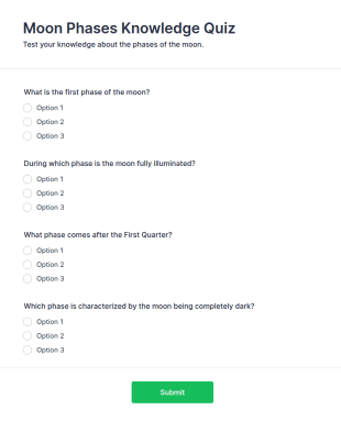 Moon Phases Knowledge Quiz Form Template