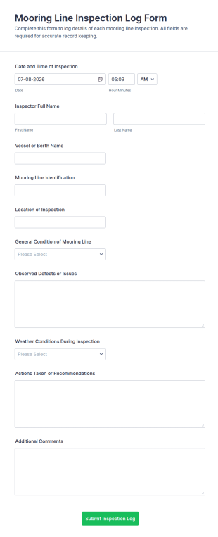Mooring Line Inspection Log Form Template