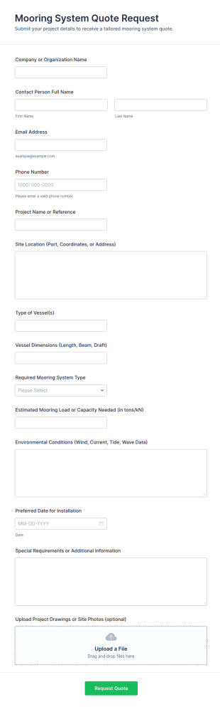 Mooring System Quote Request Form Template