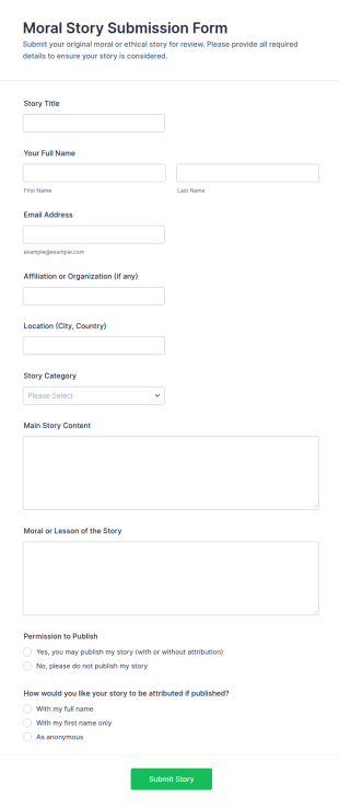 Moral Story Submission Form Template