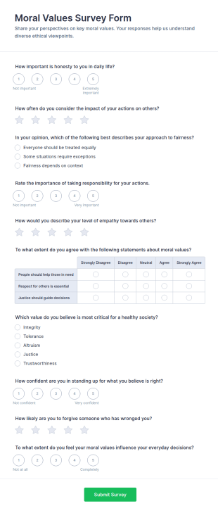 Moral Values Survey Form Template