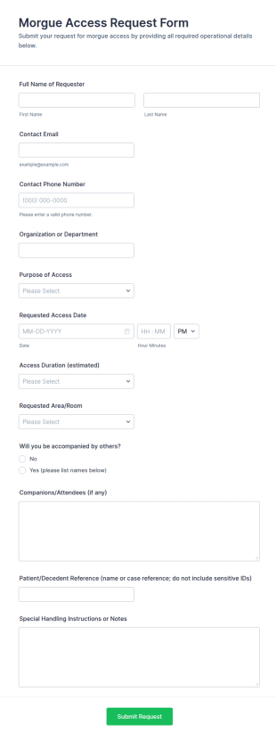 Morgue Access Request Form Template
