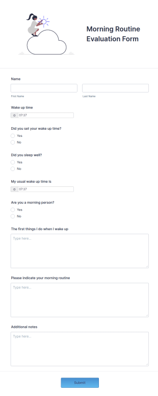 Morning Routine Evaluation Form Template