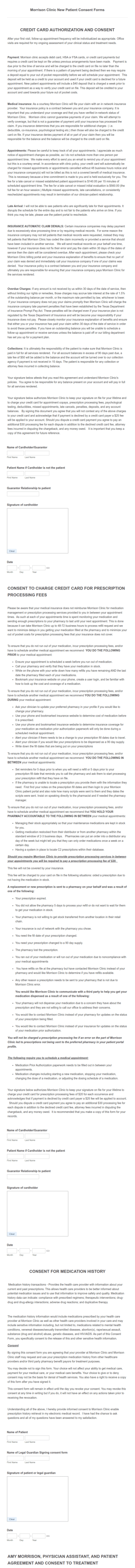 Morrison Clinic New Patient Consent Forms Form Template
