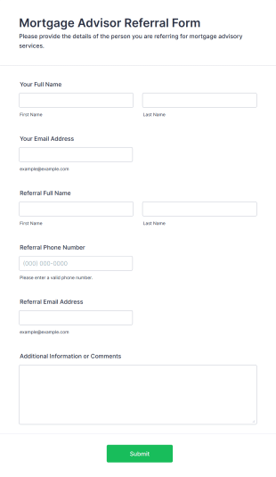 Mortgage Advisor Referral Form Form Template