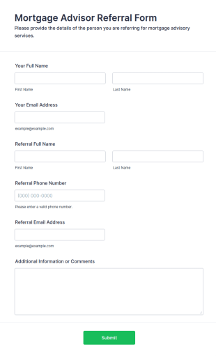 Mortgage Advisor Referral Form Template