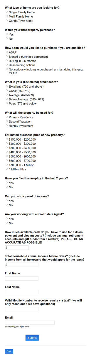 Mortgage Application Form Template