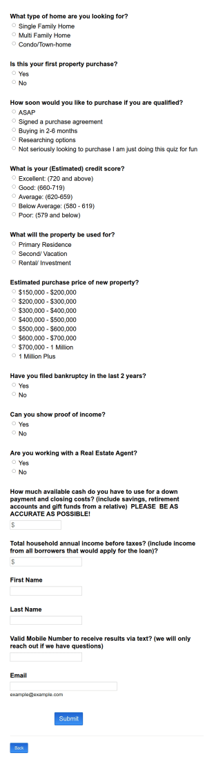 Mortgage Application Form Template