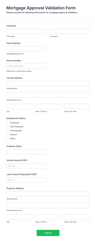 Mortgage Approval Validation Form Template