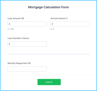 Mortgage Calculation Form Template