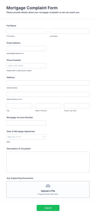 Mortgage Complaint Form Template