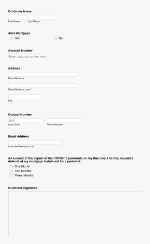 Mortgage Deferral Request Form Template