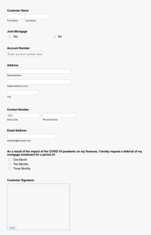 Mortgage Deferral Request Form Template