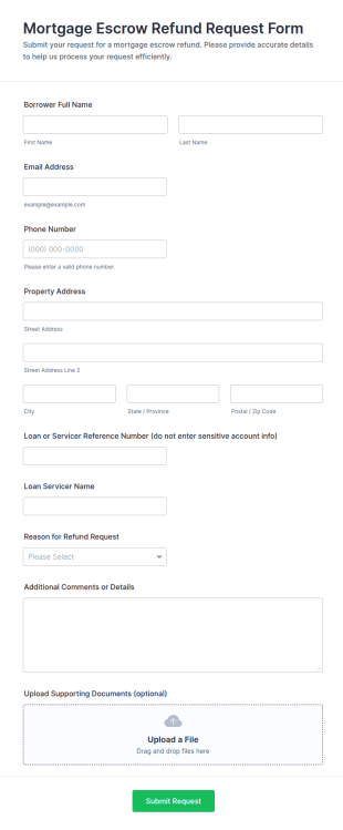 Mortgage Escrow Refund Request Form Template