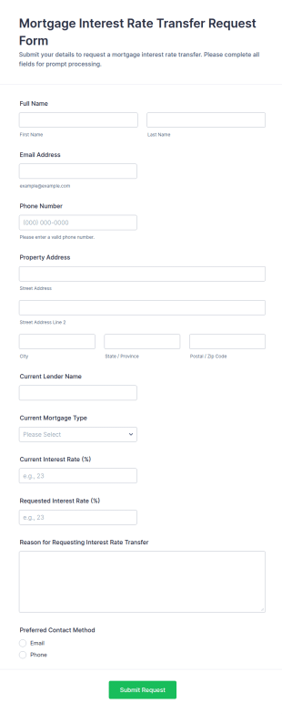 Mortgage Interest Rate Transfer Request Form Template