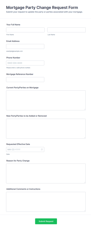 Mortgage Party Change Request Form Template
