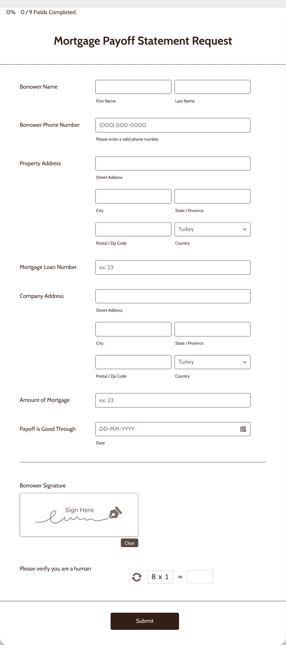 Mortgage Payoff Statement Request Form Template | Jotform