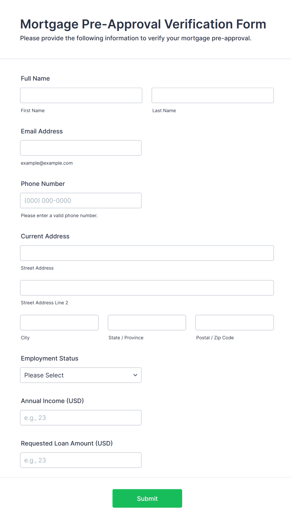 Mortgage Pre Approval Verification Form Template Jotform Mortgage Pre Approval Verification Form Template Jotform