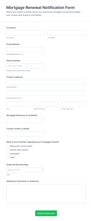 Mortgage Renewal Notification Form Template