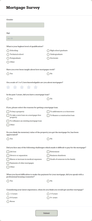 Mortgage Survey Form Template