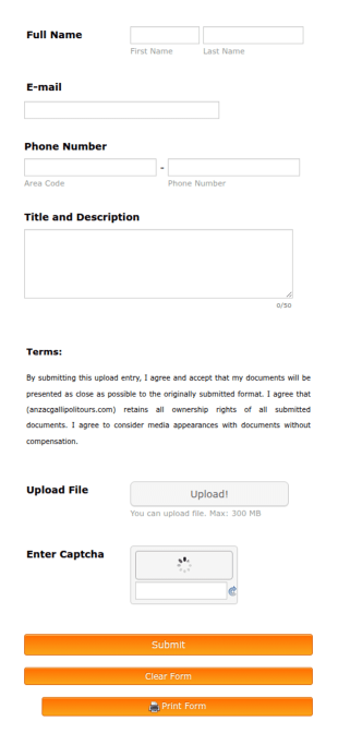 Entry Upload Form Template