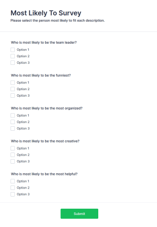 Most Likely To Survey Form Template