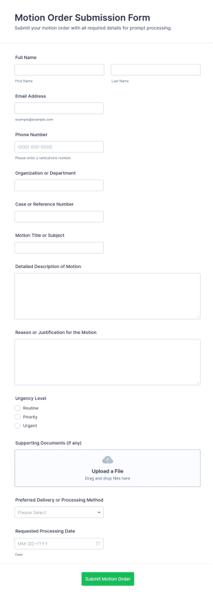 Motion Order Submission Form Template