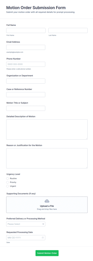 Motion Order Submission Form Template