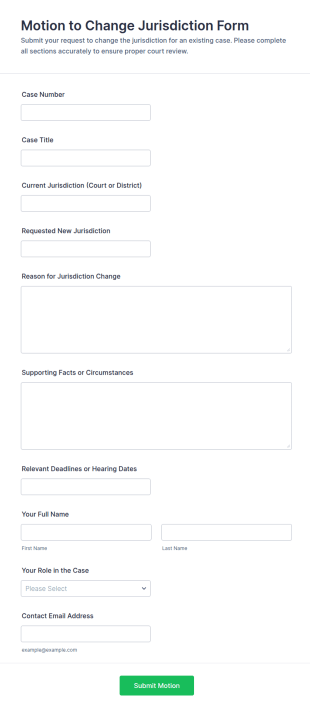 Motion To Change Jurisdiction Form Template