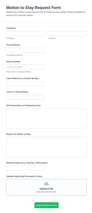 Motion To Stay Request Form Template