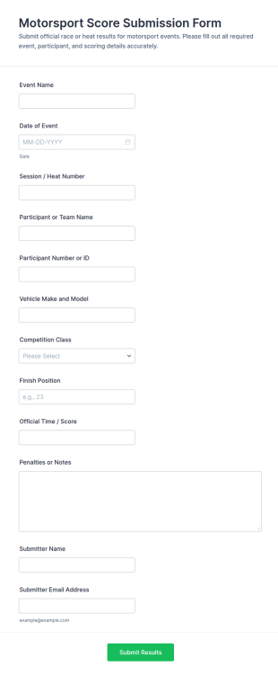Motorsport Score Submission Form Template