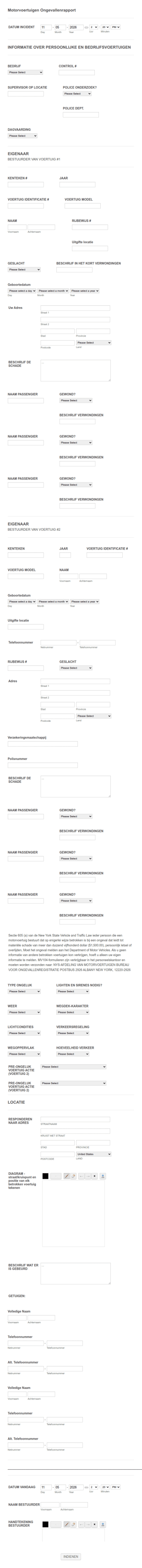 Motorvoertuigen Ongevallenrapport