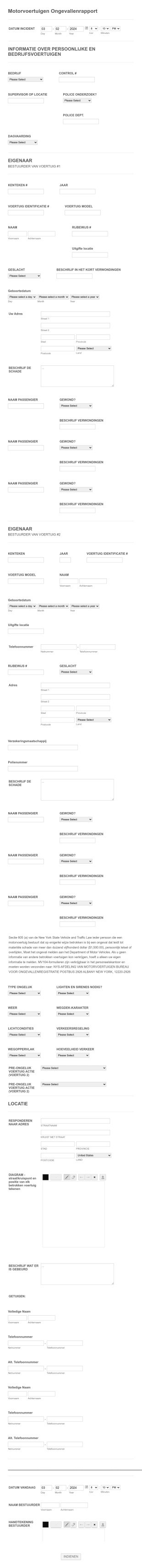 Motorvoertuigen Ongevallenrapport