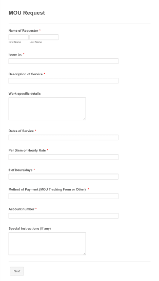 MOU Request Form Template