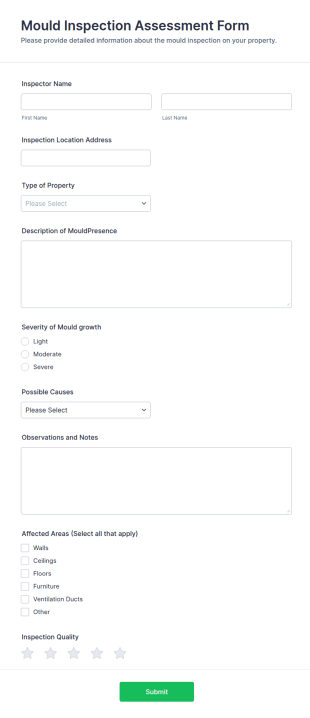 Mould Inspection Assessment Form Template