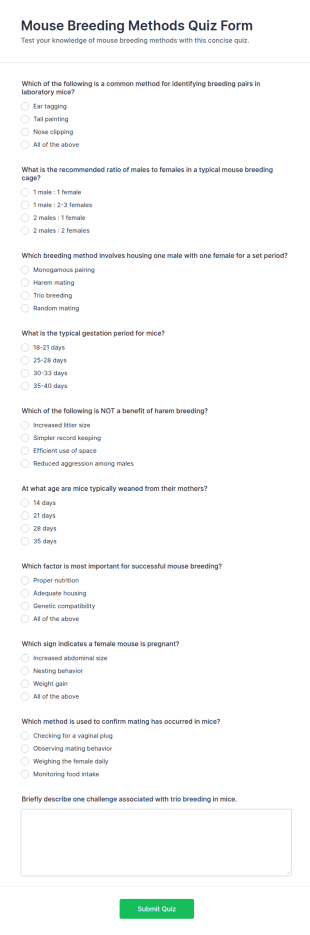 Mouse Breeding Methods Quiz Form Template