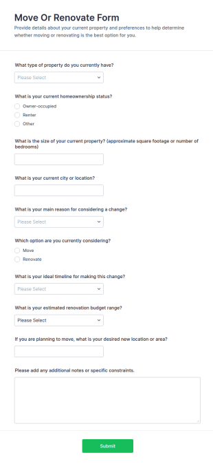 Move Or Renovate Quiz Form Template