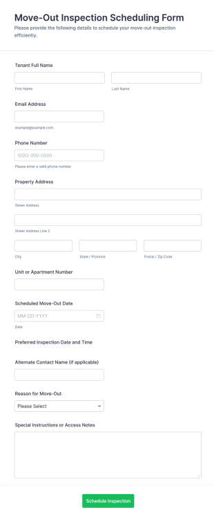Move Out Inspection Scheduling Form Template