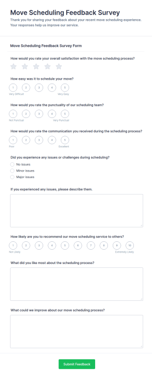 Move Scheduling Feedback Survey Form Template