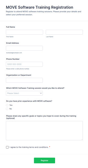 MOVE Software Training Registration Form Template