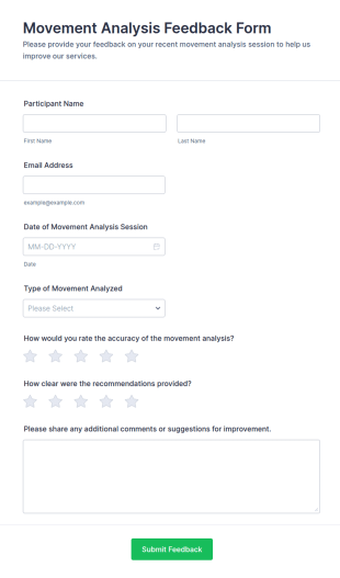 Movement Analysis Feedback Form Template
