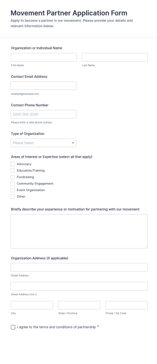 Movement Partner Application Form Template