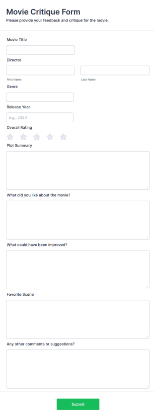 Movie Critique Form Template