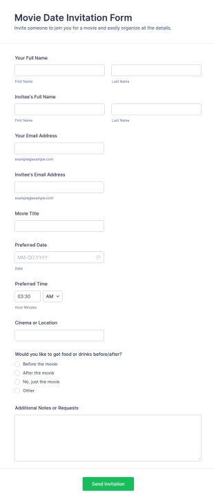 Movie Date Invitation Form Template