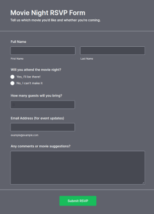 Movie Night RSVP Form Template