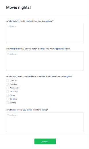 Movie Night Scheduling Form Template