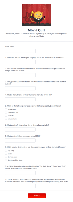 Movie Quiz Template