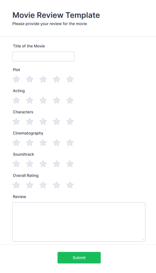 Movie Review Template Form Template