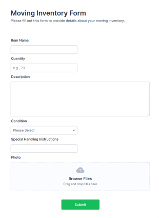Moving Inventory Form Template